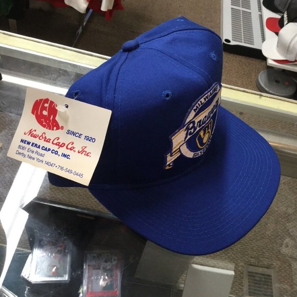 NWT Vintage Milwaukee Brewers New Era Banner Blue Snapback Hat Cap New With Tags - Picture 5 of 6